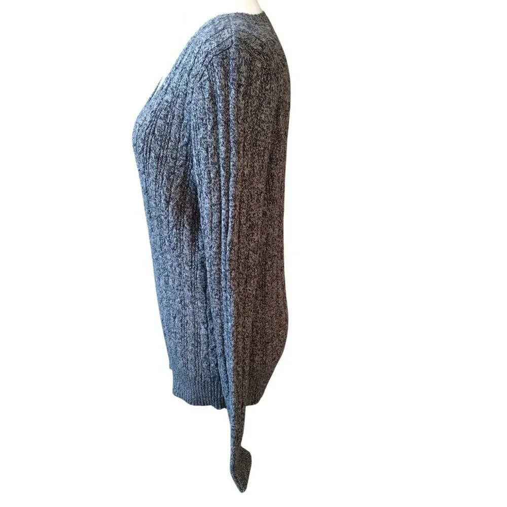 St. John's Bay Size Large Long Sleeve V-Neck Cable Knit Pullover Sweater Gray